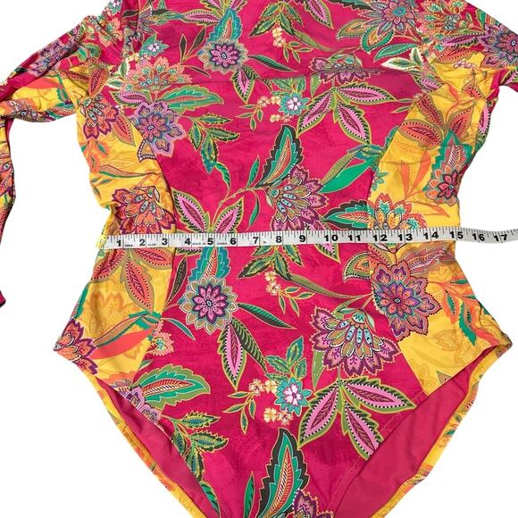 JOHNNY WAS Flamingo Mix Surf Cut-Out One Piece Swimsuit Plus Size 3X NWT $248 - Picture 7 of 10